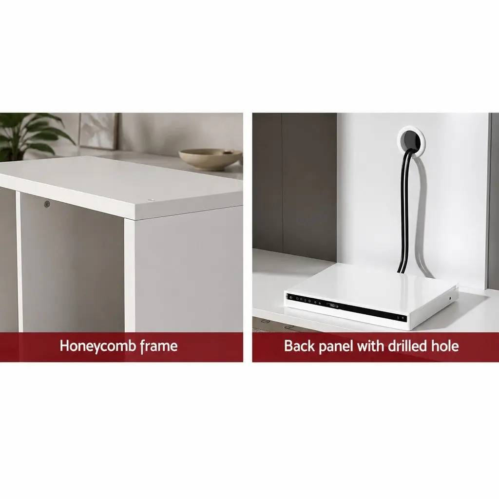 TV Unit White 183cm Open Shelves Storage Unit for Living Room