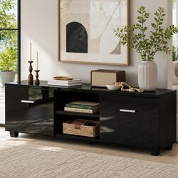 Compact Black Entertainment Unit - Bold and Functional