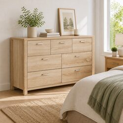 7 Drawer Chest of Drawers Bedroom Storage Furniture Pine Dresser Organiser Unit