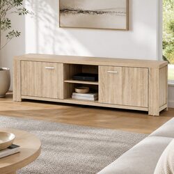 Compact Oak TV Unit with Open Shelves, 160cm