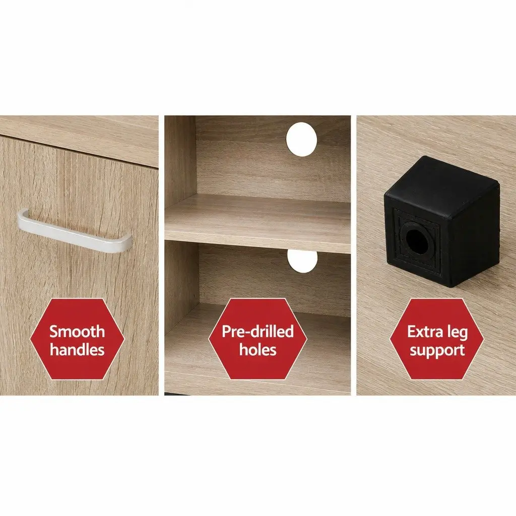 TV Unit Oak 160cm Storage Cabinet with Open Shelves