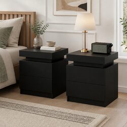 Compact Bedside Table with Lift-Up Top and Drawers