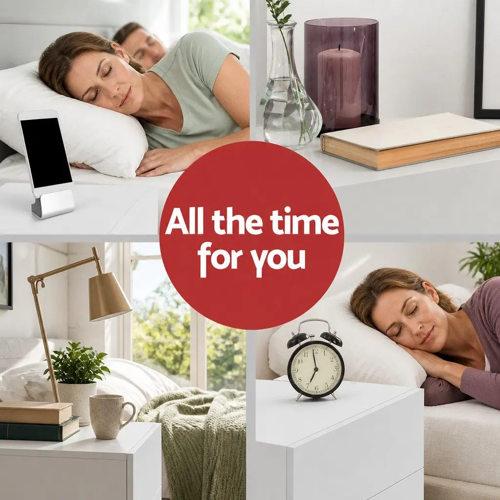 Bedside Table White 45cm x 35cm x 52cm Two Drawers Lift-up Storage Compartment