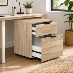 Filing Cabinet 2 Drawer Office Storage Organiser Beige Stationery Desk