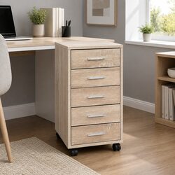 Compact 5-Drawer Mobile Filing Cabinet: Space-Saving Design