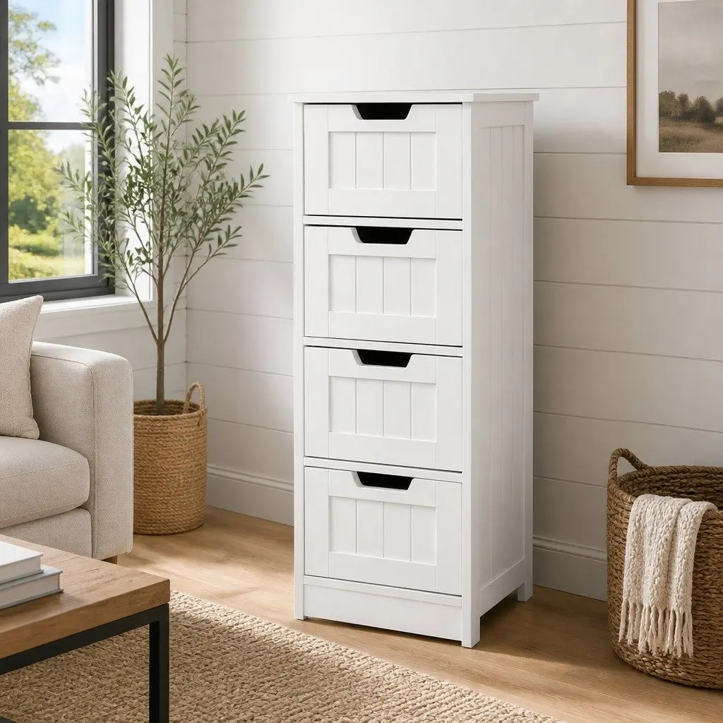 White 4 Drawer Storage Cabinet