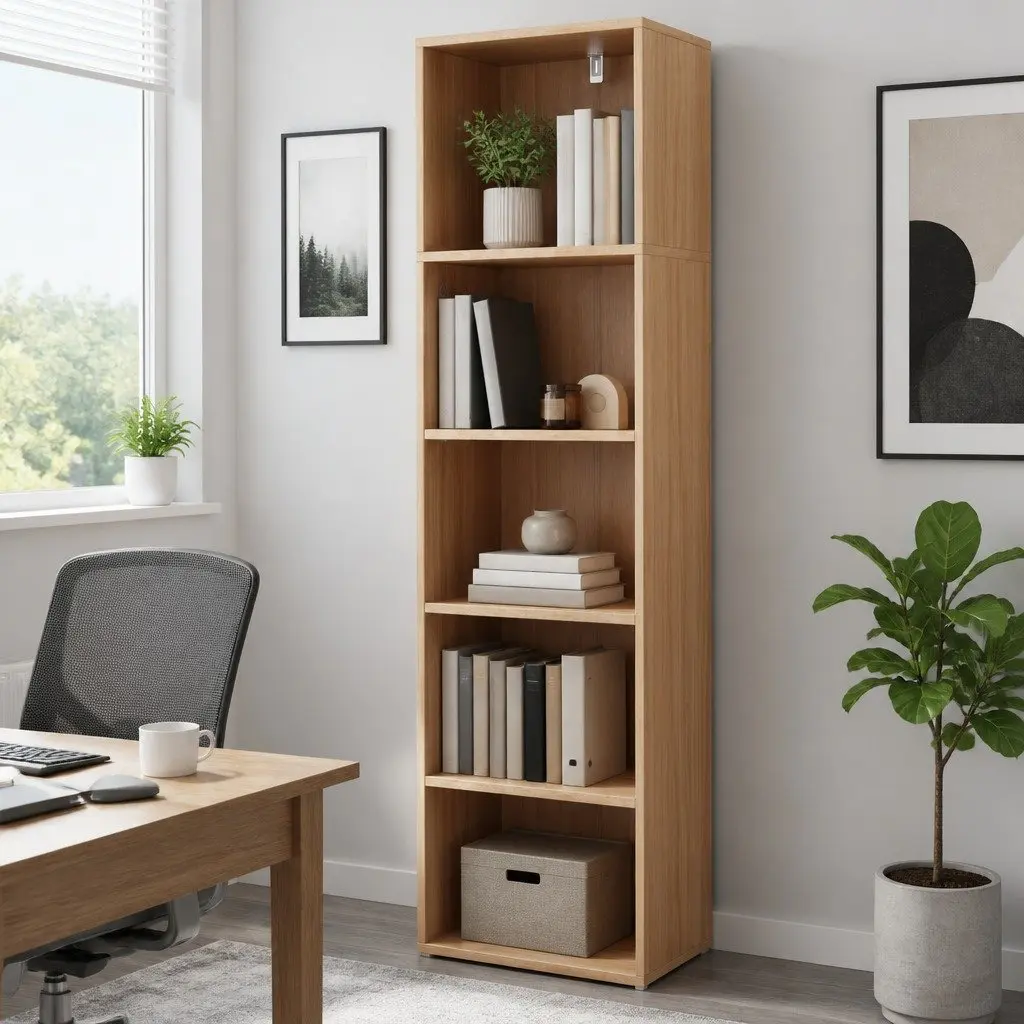5-Tier Bookshelf Pine Storage Display Shelves Home Office Living Room Organizer