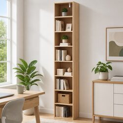 8-Tier Bookshelf Storage Shelving Unit Display Cabinet Living Room Pine