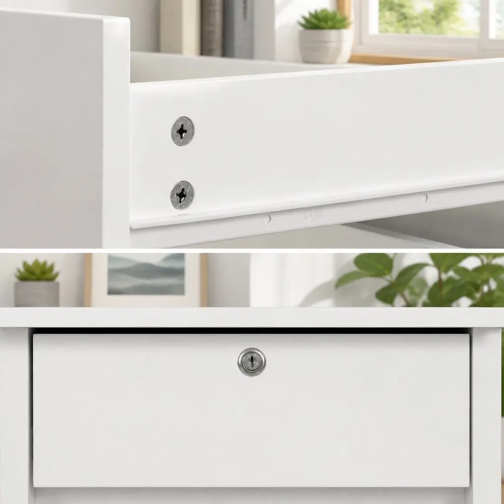Computer Desk White 134cm Spacious Desktop Storage Drawer Bookshelf Cabinet