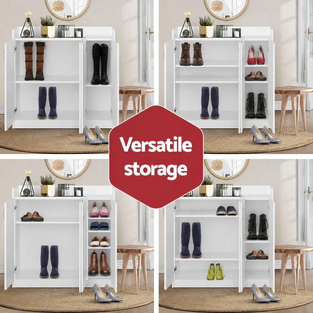 White Shoe Rack Cabinet with Adjustable Shelves