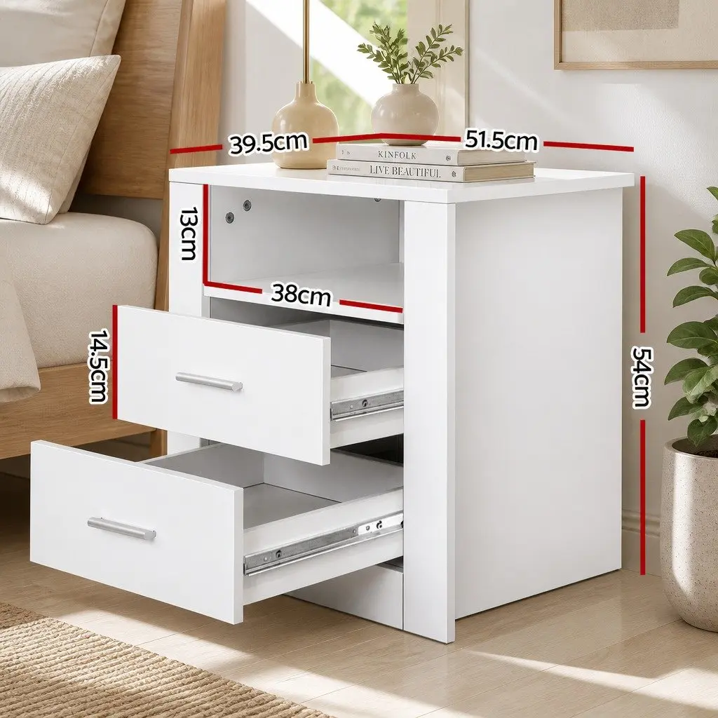 White Bedside Table with Ample Storage