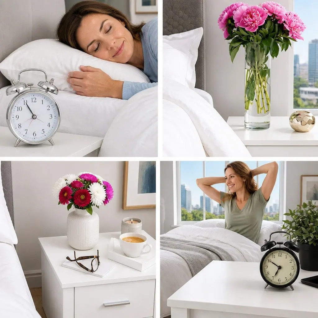 Bedside Table 2 Drawers Open Shelf White Modern Storage Nightstand Bedroom