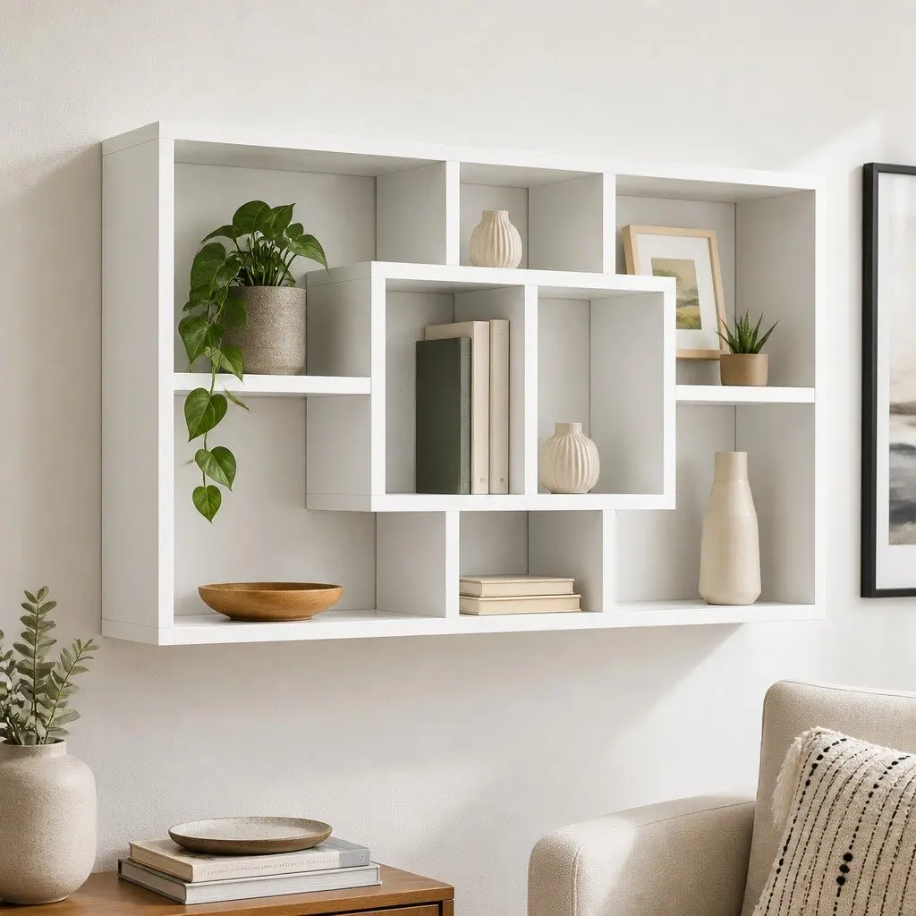 Floating Shelf with 8 Compartments