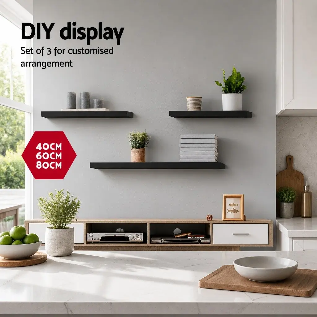 Floating Wall Shelf Set of 3 for Display Needs