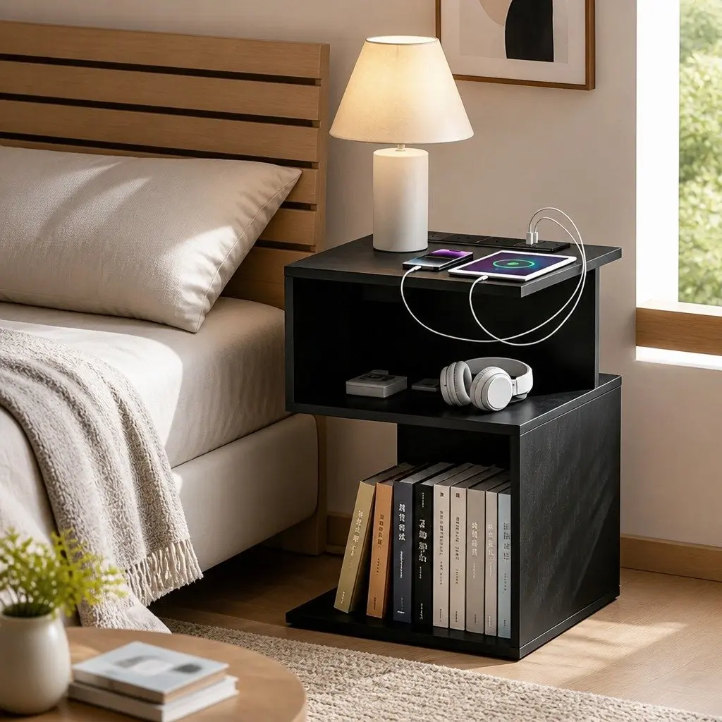 Bedside Table with Charging Solutions