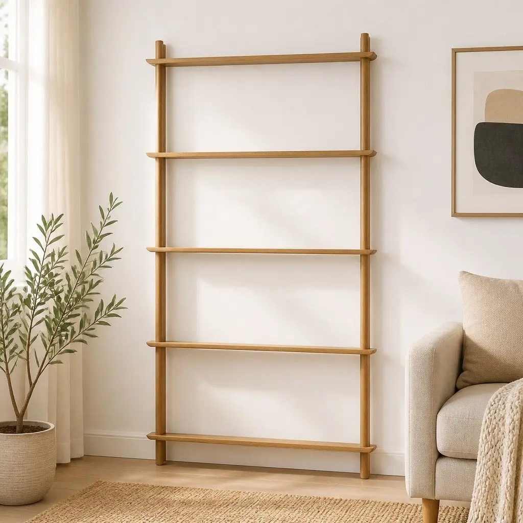 5 Tier Bookshelf Display Stand Storage Rack Shelves Living Room Organiser Pine