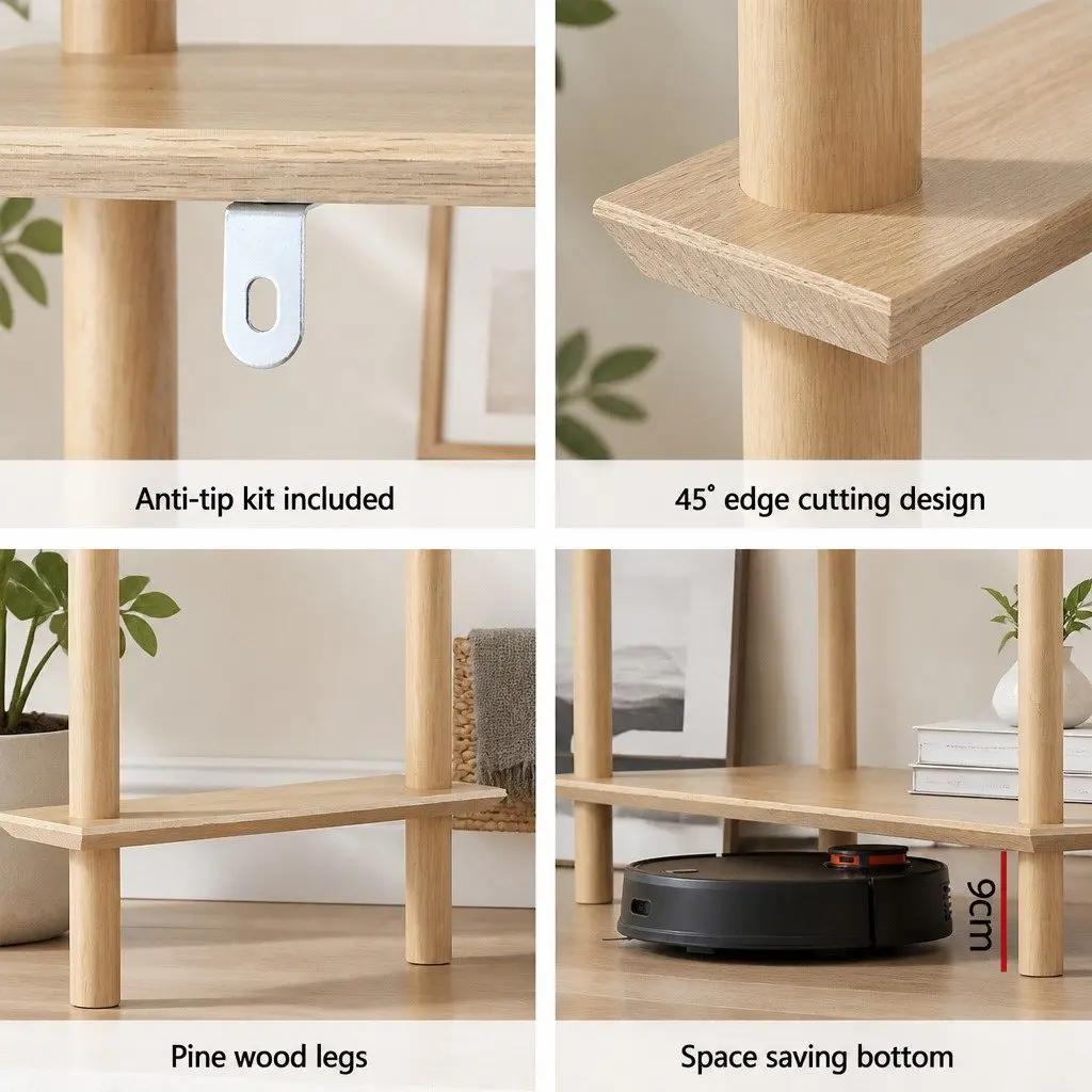 5 Tier Bookshelf Display Stand Storage Rack Shelves Living Room Organiser Pine