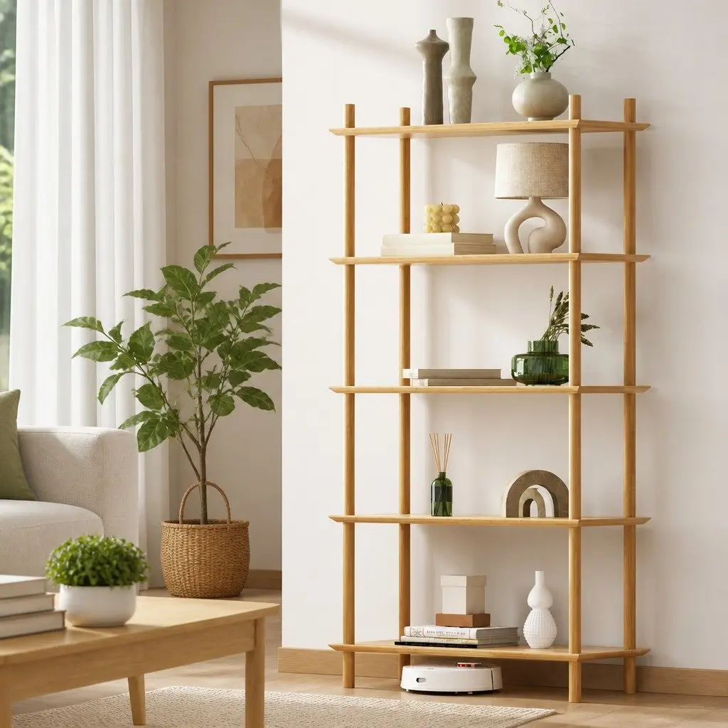 5 Tier Bookshelf Display Stand Storage Rack Shelves Living Room Organiser Pine