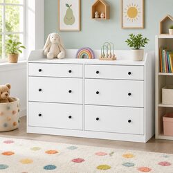 6 Drawer Chest of Drawers White Bedroom Storage Furniture Dresser Organizer