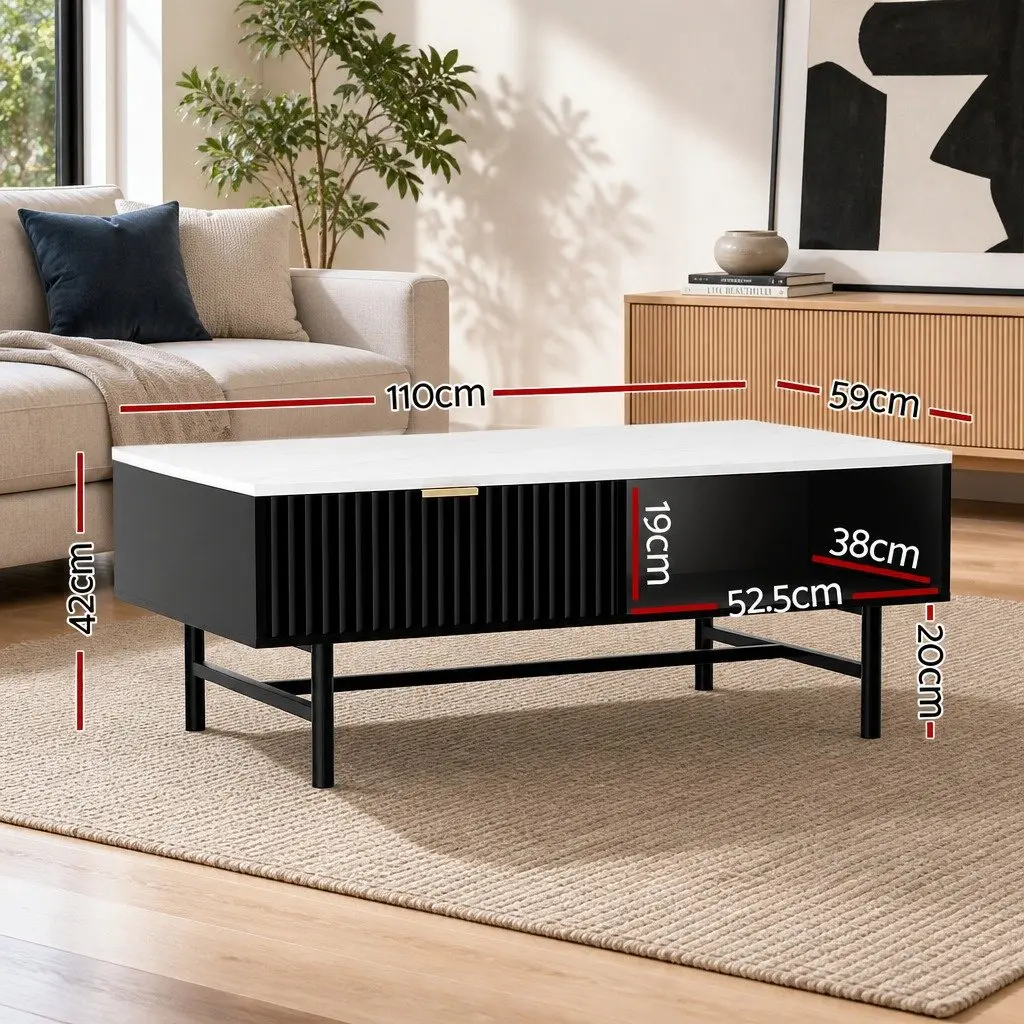 Coffee Table with Drawer and Open Shelf Storage