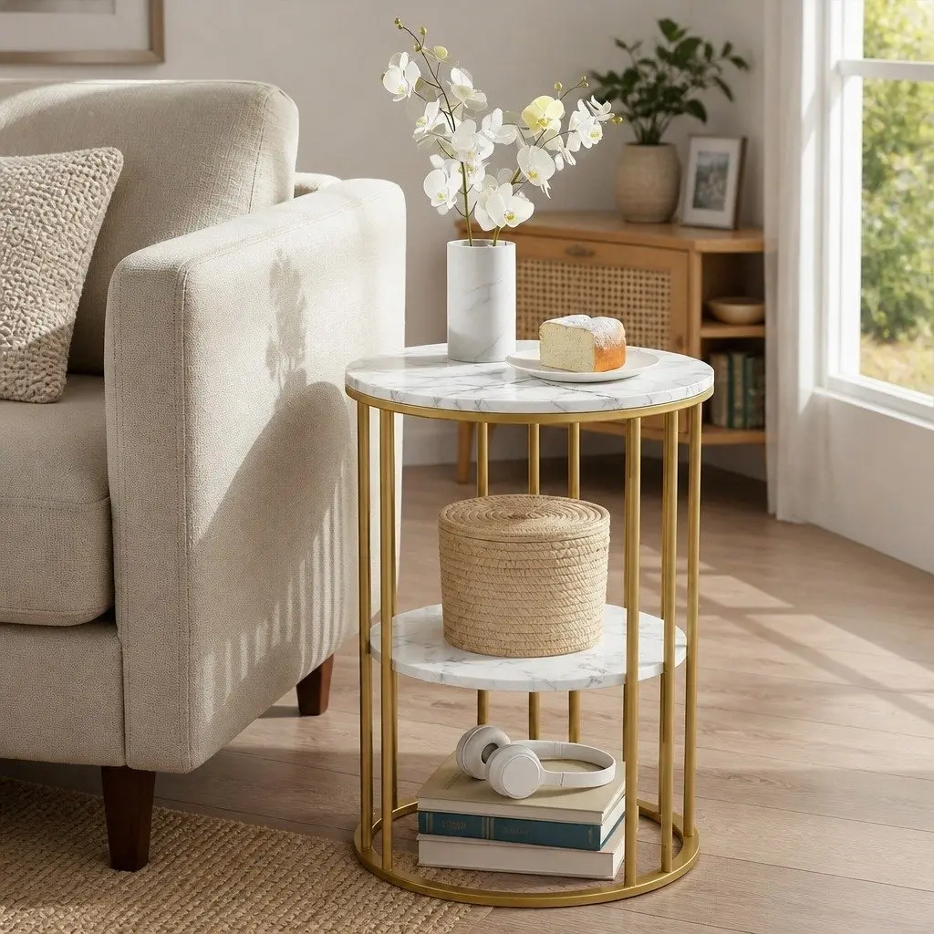 2-Tier Round Coffee Table for Easy Living