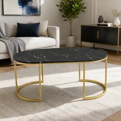 Concise and Stylish Coffee Table with Marble Top