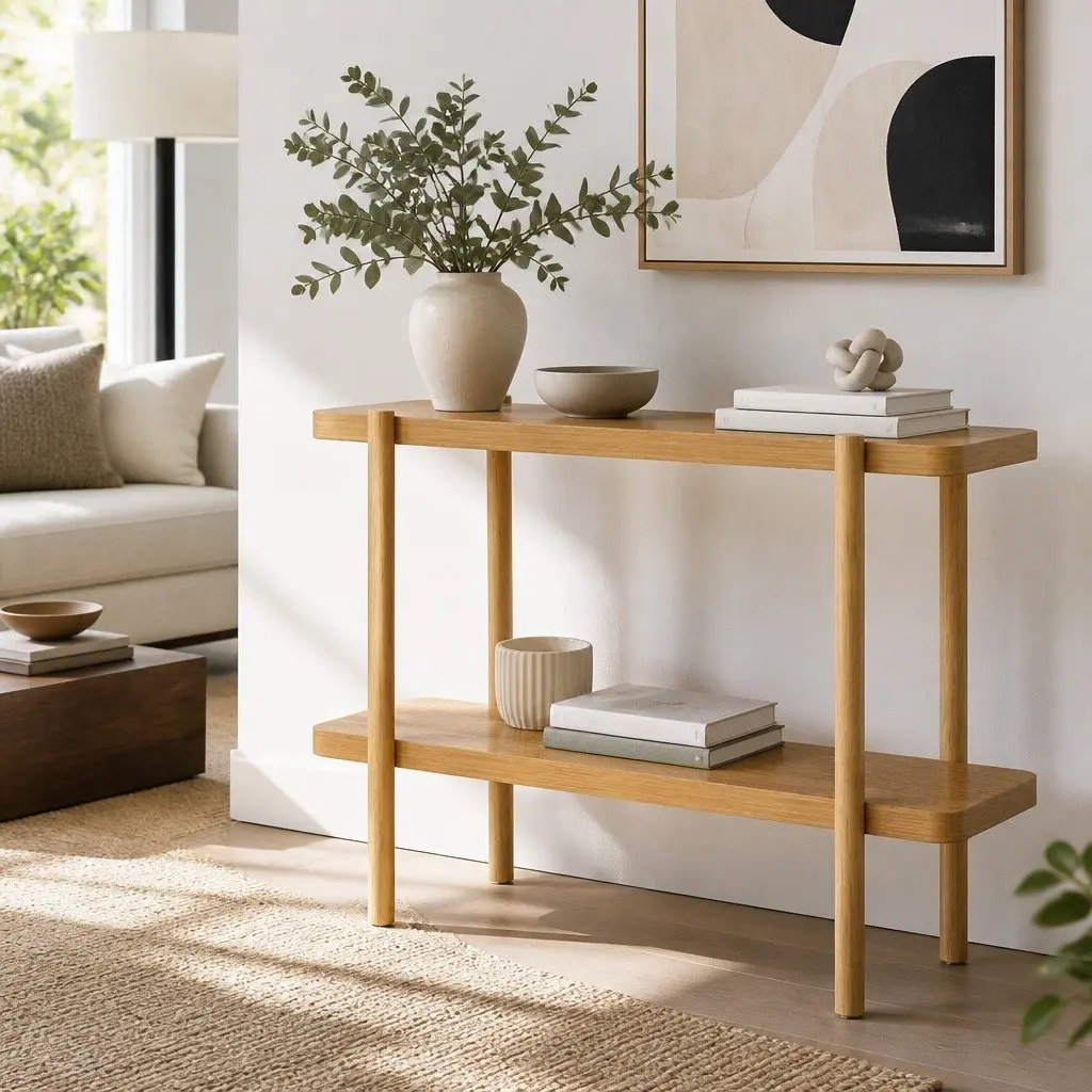 Console Table 92CM 2-Tier Display Storage Living Room Bedroom Office Furniture