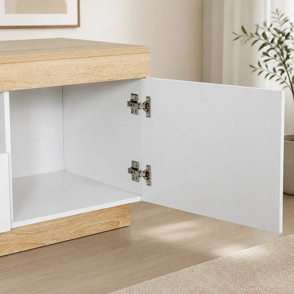 TV Cabinet Entertainment Unit Stand 180CM White Wood Two-Tone Living Room