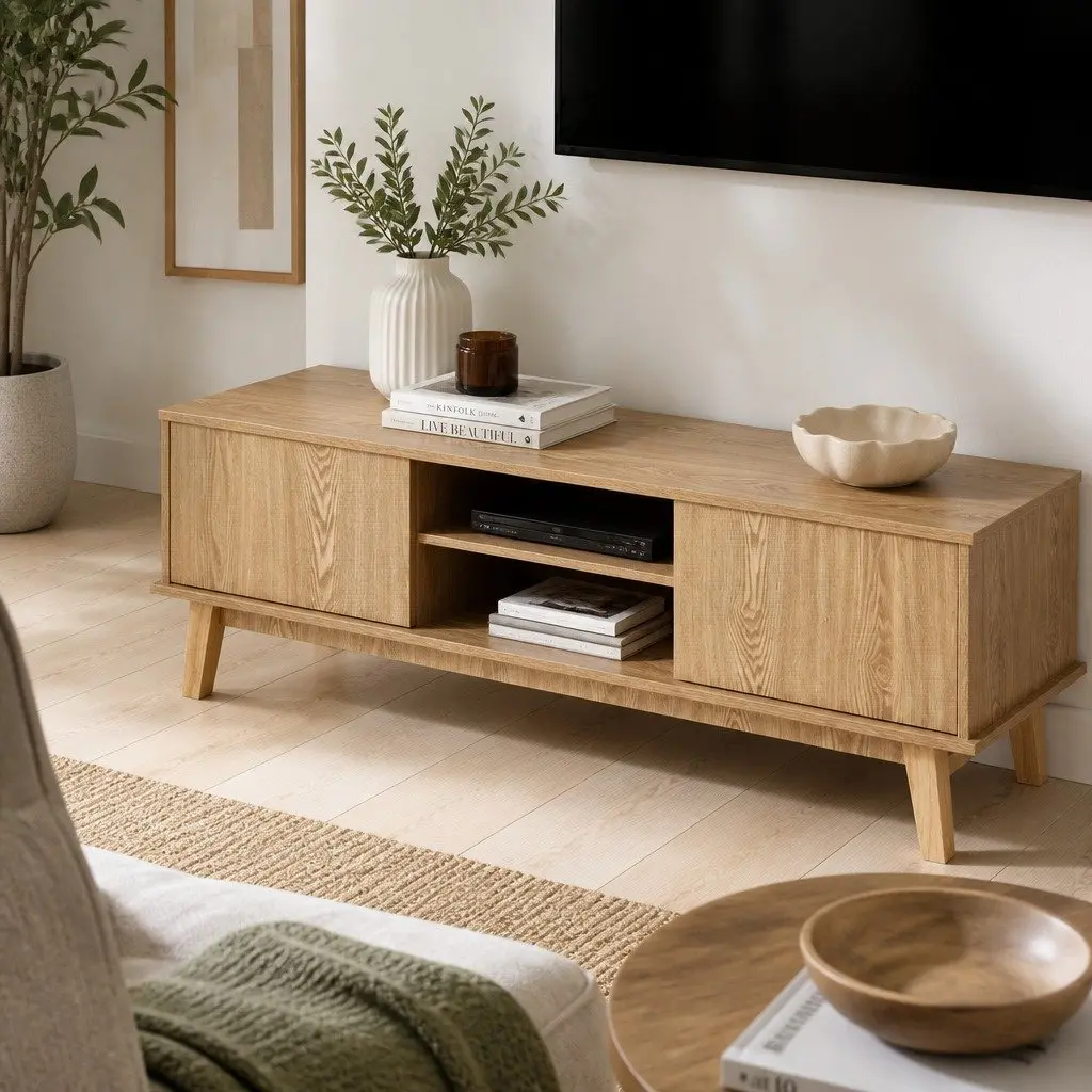TV Cabinet Entertainment Unit Storage Shelves Stand 140CM Modern Living Room