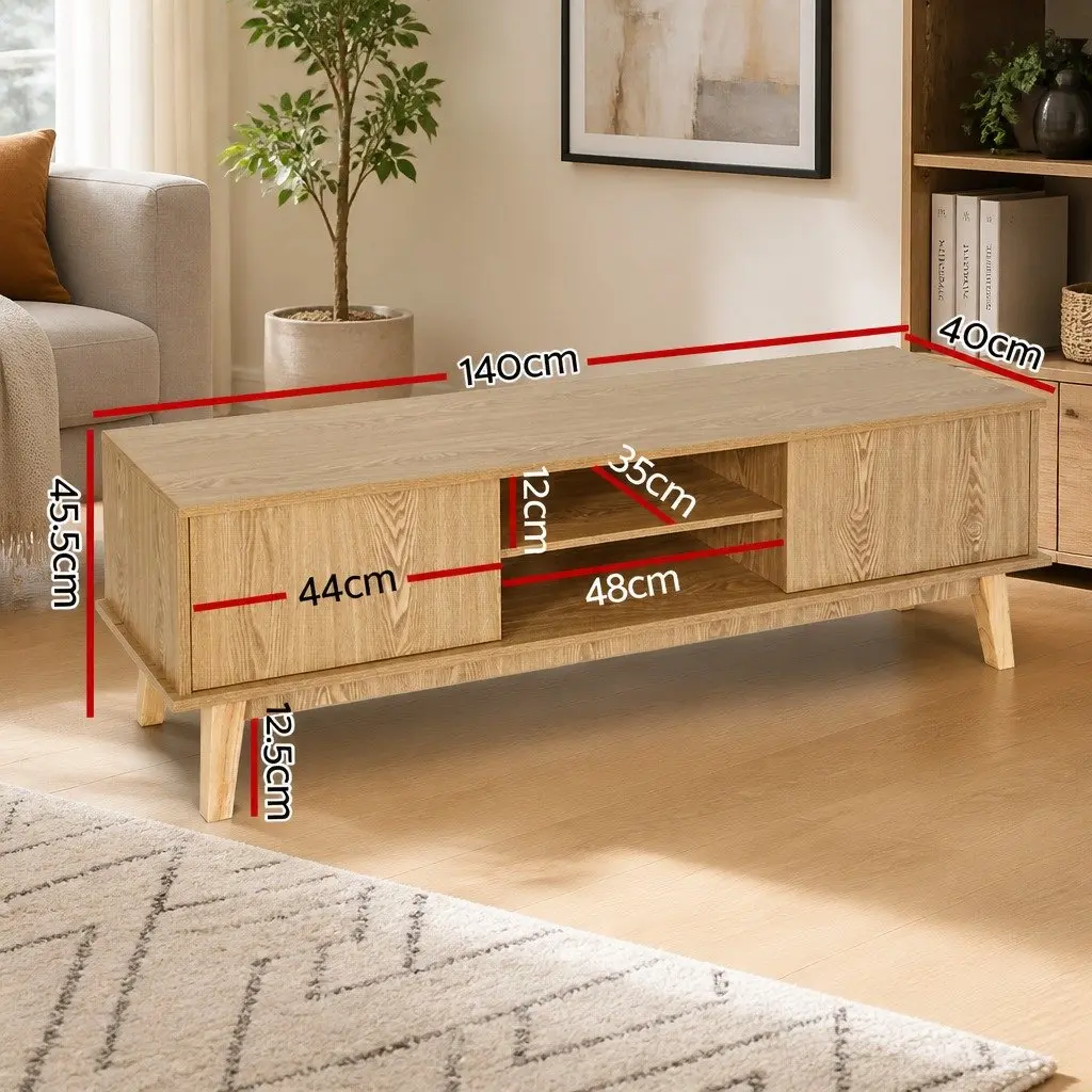 TV Cabinet Entertainment Unit Storage Shelves Stand 140CM Modern Living Room