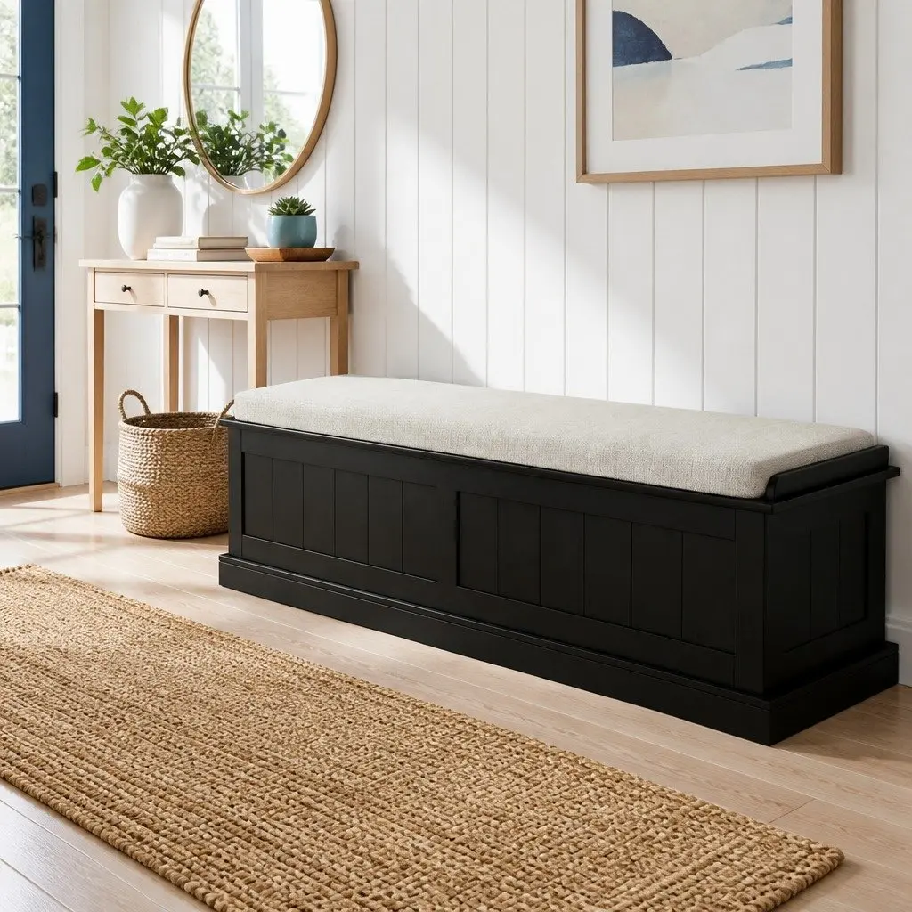 Black Storage Ottoman
