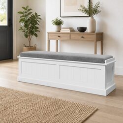 Storage Ottoman Blanket Box 140cm Fluted Design Hinged Lid Seat Footstool