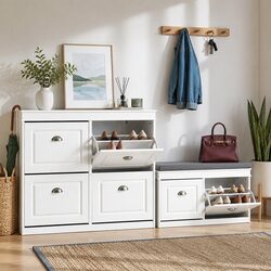 Shoe Cabinet Bench Set Flip Drawer Hallway Storage White 4-Drawer 2-Drawer