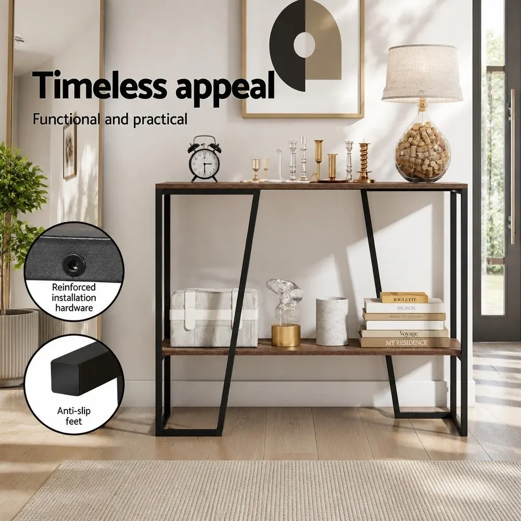 Console Table 106CM 2-Tier Storage Shelves Industrial Hallway Living Room