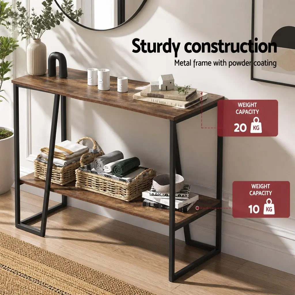 Console Table 106CM 2-Tier Storage Shelves Industrial Hallway Living Room
