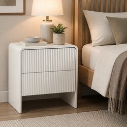 Your Friendly Beige Bedside Table with 2 Drawers