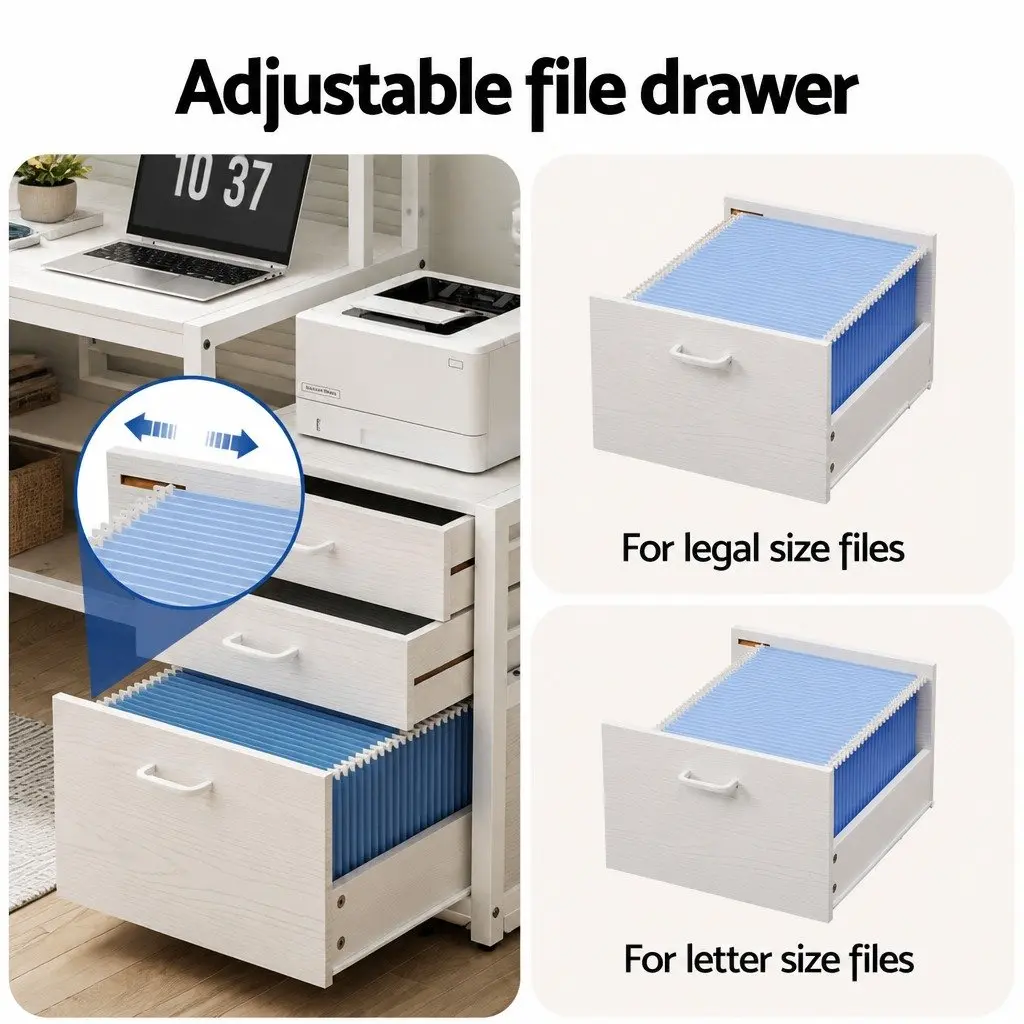 Computer Desk White 160cm Spacious Work Surface with Drawers and Open Shelf