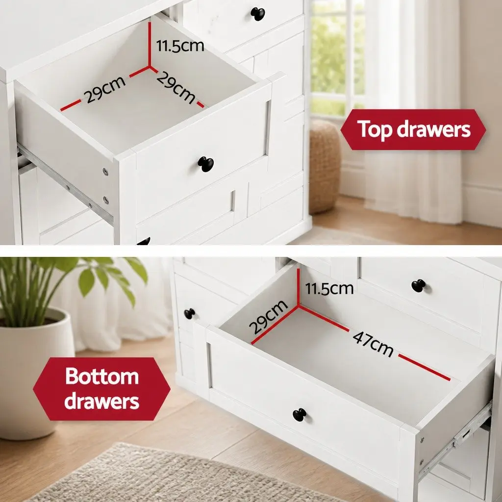 7 Drawer Chest Dresser White Storage Cabinet Bedroom Furniture