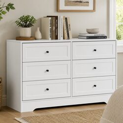 Compact White Chest of Drawers with 6 Drawers - Space-Saver