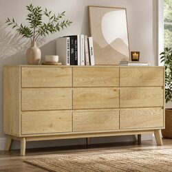 Efficient 9 Drawer Chest for Storage - Pine Natural