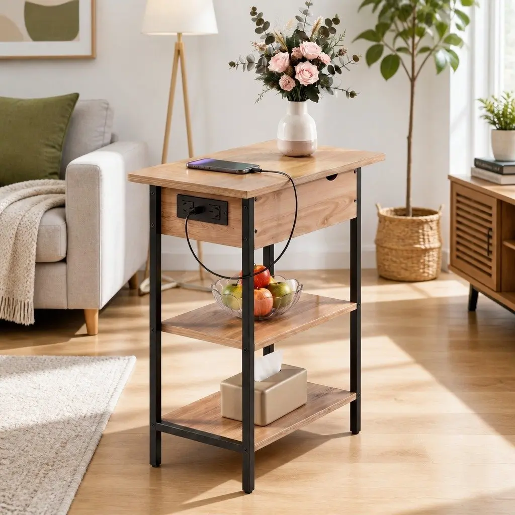 Coffee Table with Hidden Storage and Charging Options