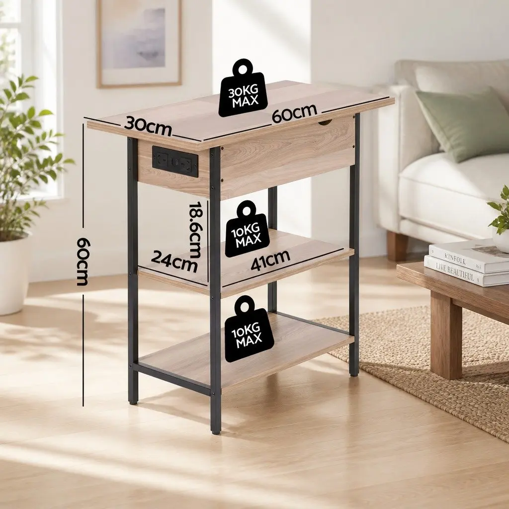 Coffee Table with Hidden Storage and Charging Options