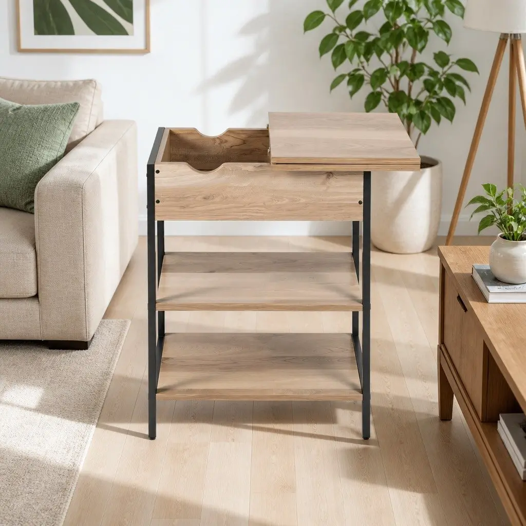 Coffee Table with Hidden Storage and Charging Options