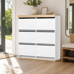 Compact 3-Tier Shoe Rack with 6 Drawers
