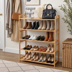 5-Tier Shoe Rack: Open Design, Curved Handles