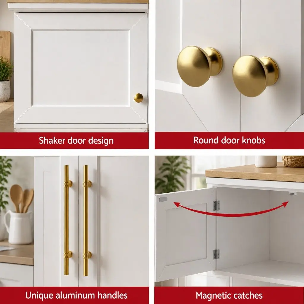 Buffet Sideboard Cabinet White 80cm x 40cm x 200cm Hamptons Style with Adjustable Shelves and Drawers