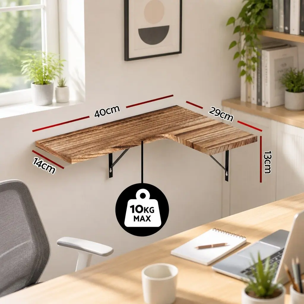 Floating Corner Shelves Oak Wood Set of 4 Space-Saving Multi-Purpose Storage Display Organiser