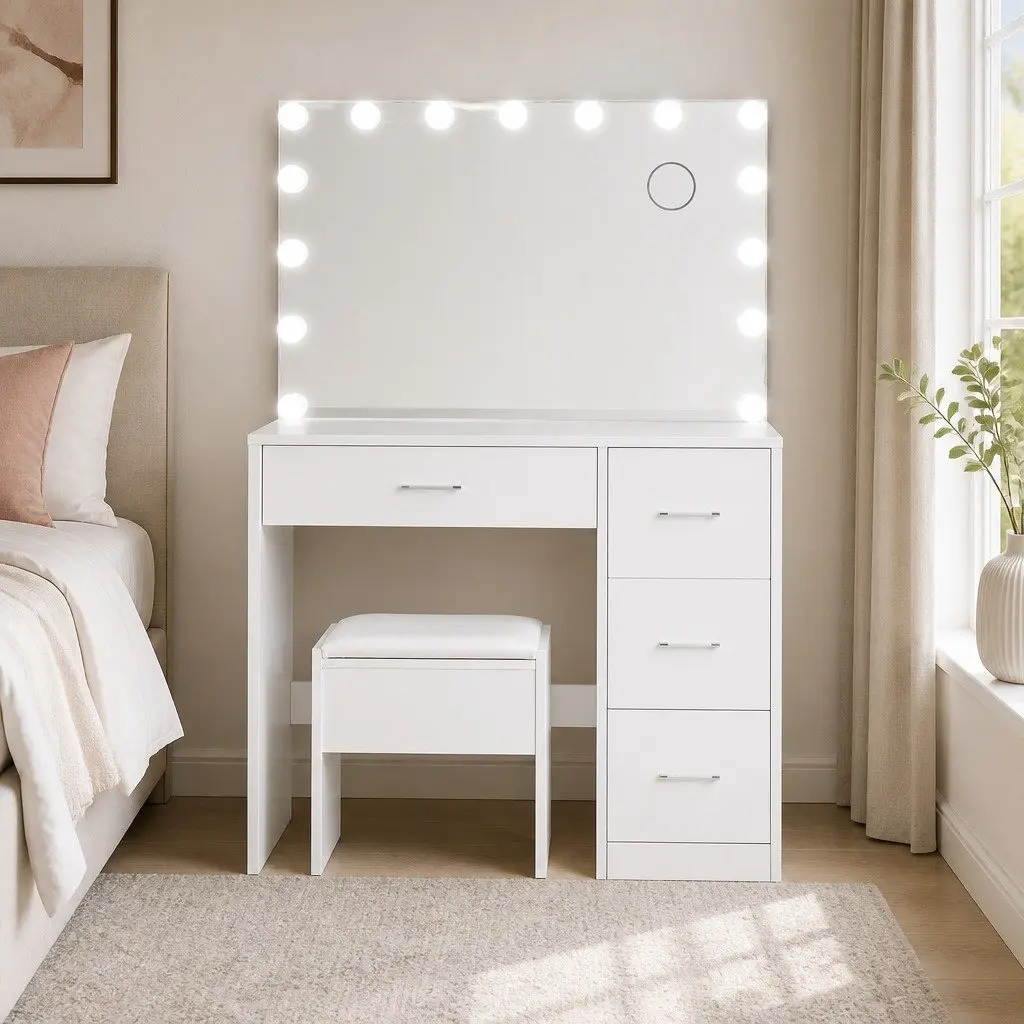 Dressing Table Set with LED Mirror and Stool