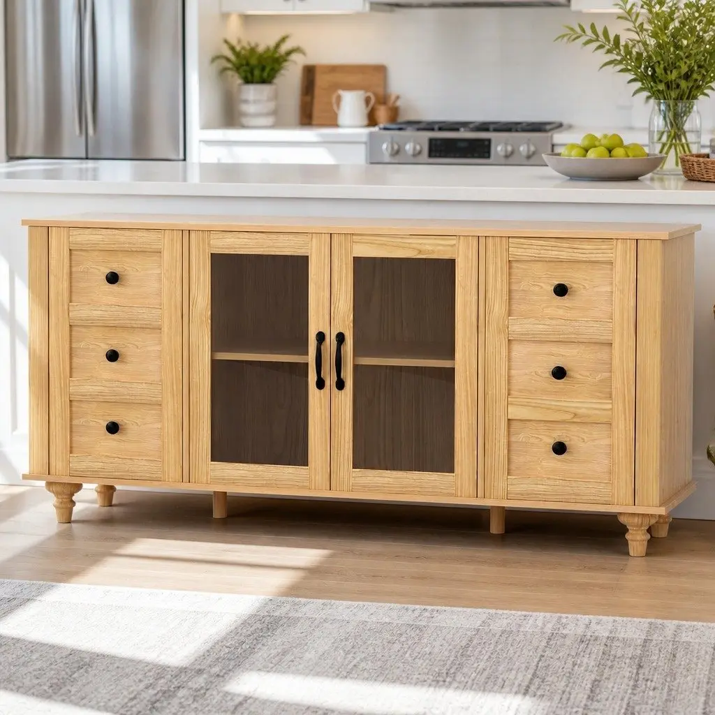 Buffet Sideboard Pine 150CM Multi-style Doors Height-adjustable Shelves