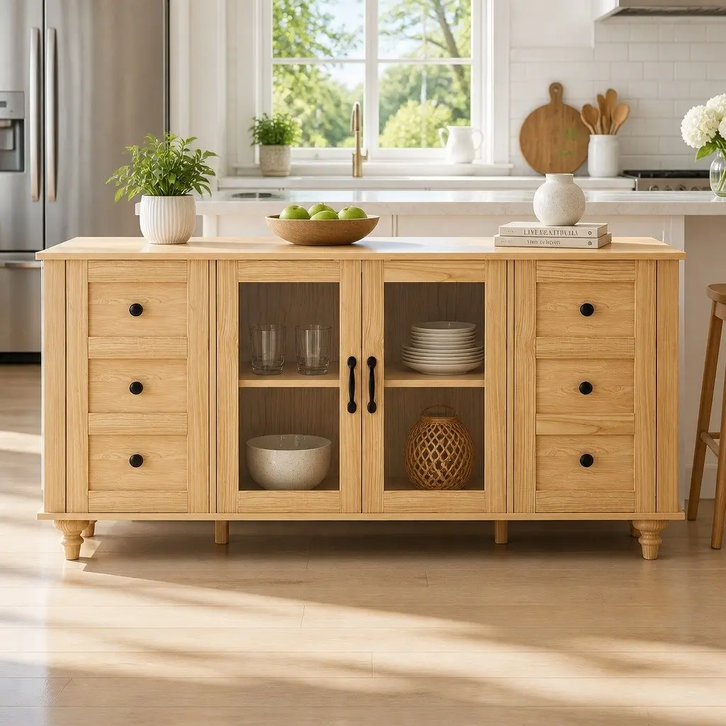 Buffet Sideboard Pine 150CM Multi-style Doors Height-adjustable Shelves